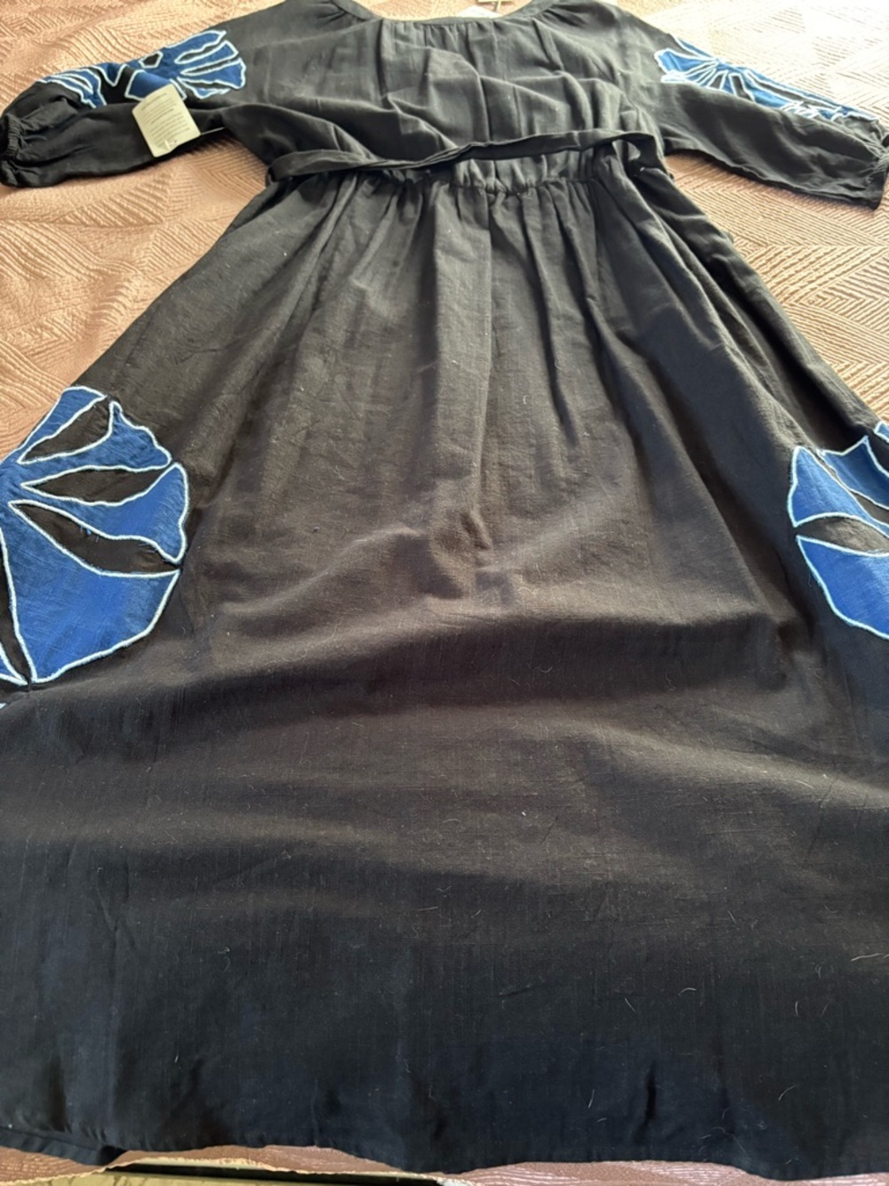NWT Ciebon Tiana black blue embroidered midi dress sz large - Picture 10 of 12